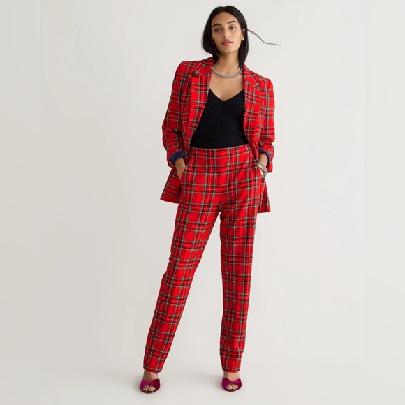 NWT JCrew Full-length Kate straight-leg pant in Good Tidings plaid wool blend